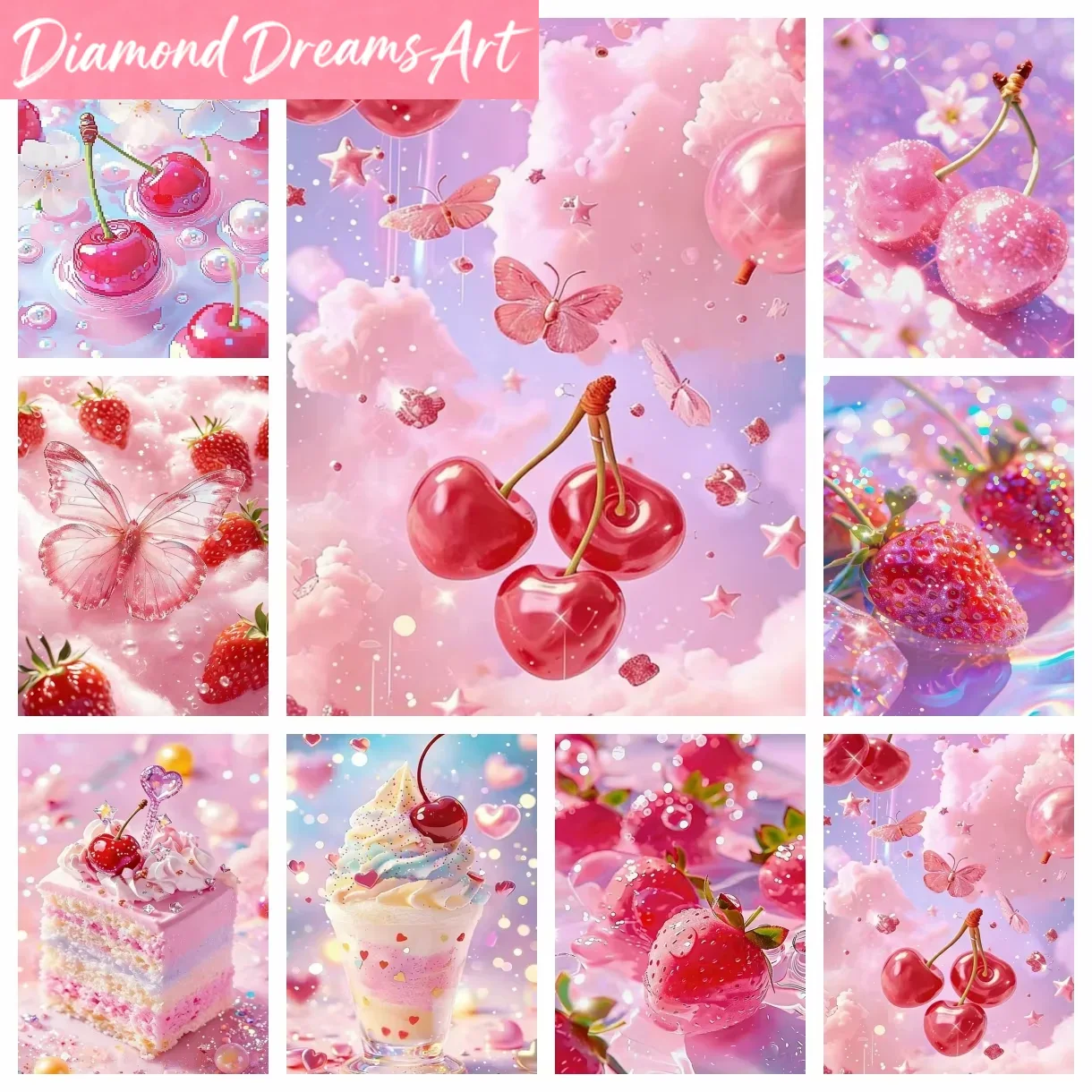 Fruit Roll Up - Frameless,Diamond Painting Strawberry Fruits Mosaic Handmade