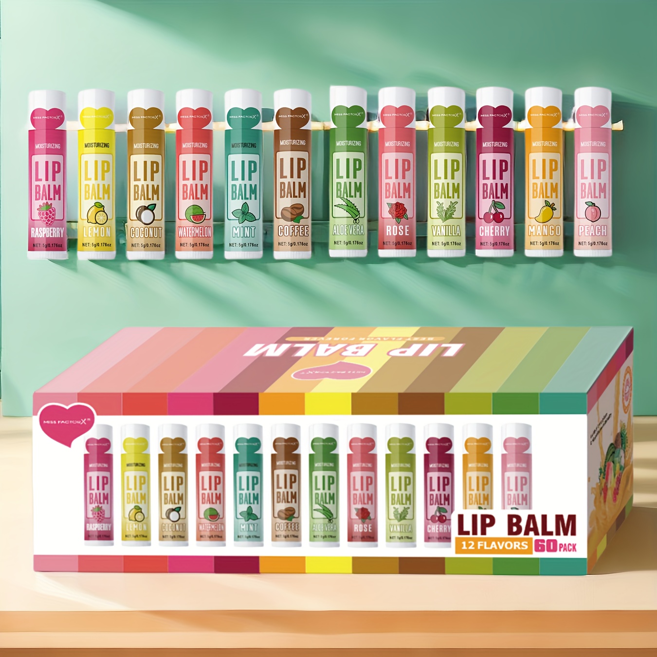 60PCS Moisturizing Lip Balm Se - đánh giá và giá Korean Food Snacks