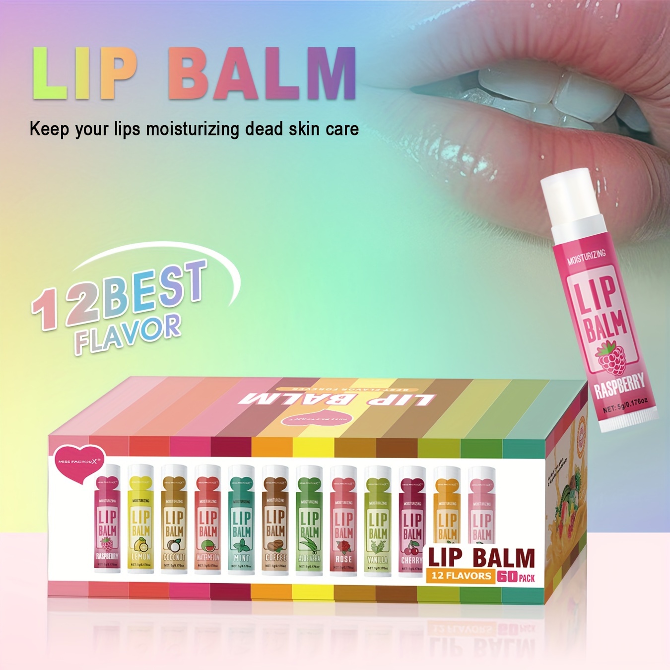 60PCS Moisturizing Lip Balm Se - đánh giá và giá Korean Food Snacks