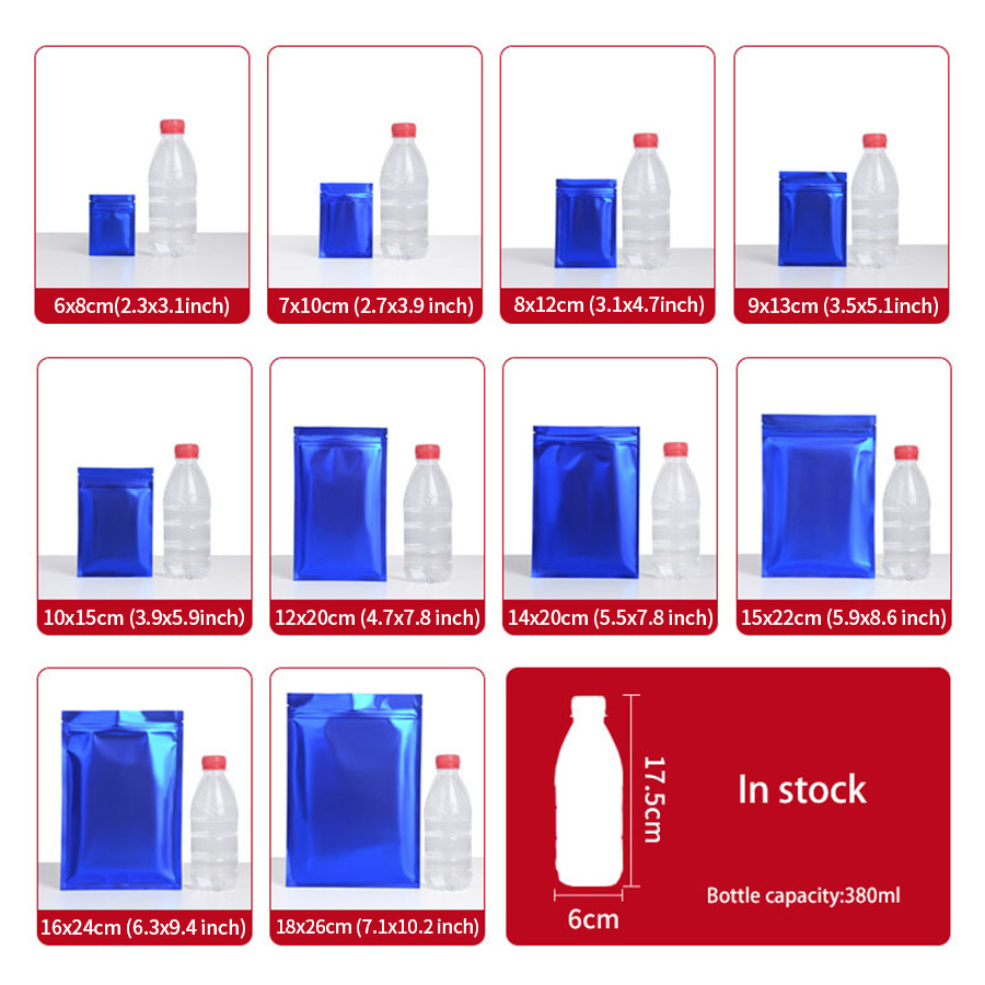 100pcs Matte Blue Foil Zipper  - đánh giá và giá Food Snacks In Usa